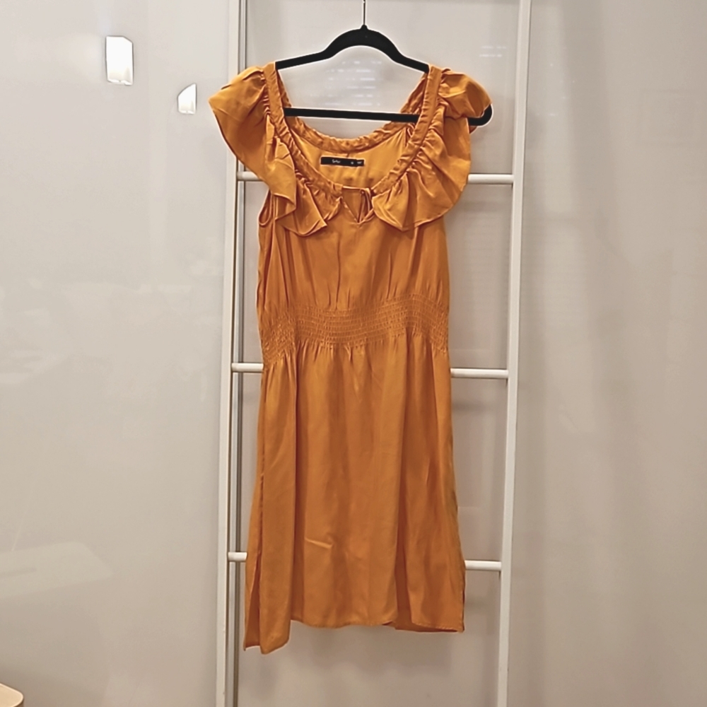Orange silk dress S